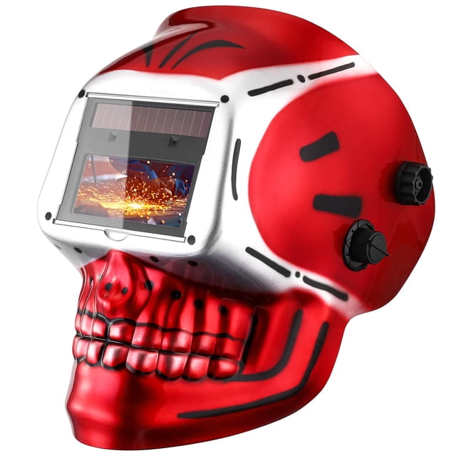 Casco de soldadura DEKOPRO con oscurecimiento automático, diseño de calavera en color verdadero