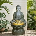 thumbnail image 2 of Buddha Water Fountain Outdoor Large Sitting Lotus Base Waterfall Fountains Zen Water Feature Indoor with LED Light for Garden Patio Backyard Deck Lawn Porch Balcony Home 45 inches Gray, 2 of 7