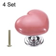 thumbnail image 3 of Uxcell 4 Paquetes de Perillas de Cajón de Cerámica en Forma de Corazón, Tiradores de Cajón, Rosa/Plata, 3 of 6