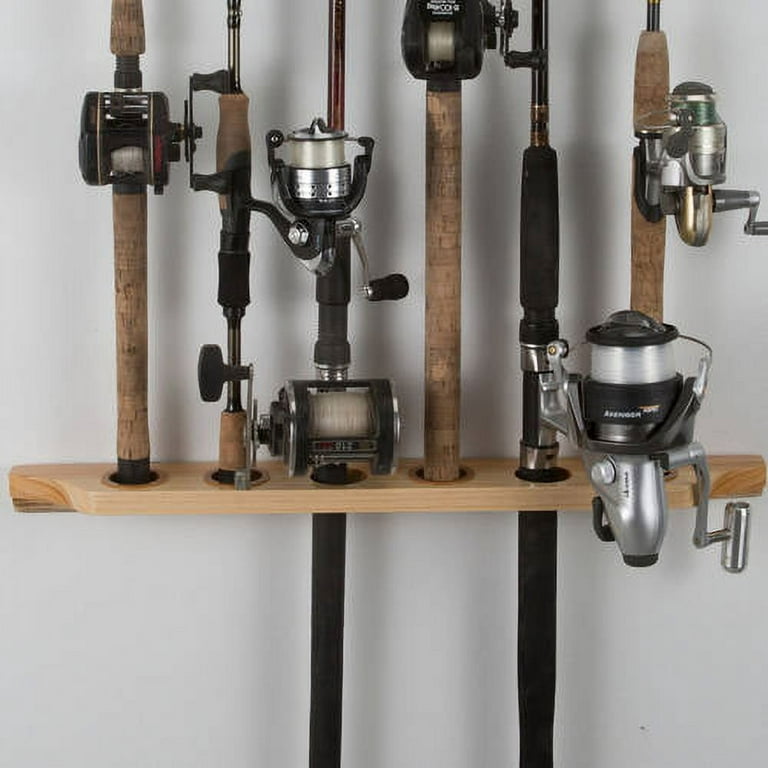 Two-Piece 6 Fishing Rod Wall & Ceiling Storage Rack 