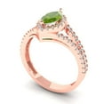 thumbnail image 2 of Halo Engagement Ring for Women - 1.2ct Natural Peridot in 18K Rose Gold Promise Ring, 2 of 6