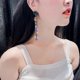 thumbnail image 4 of Korean Style Green Diamond Asymmetrical American and European Exaggerated Fringe Geometric Long Earrings, 4 of 5