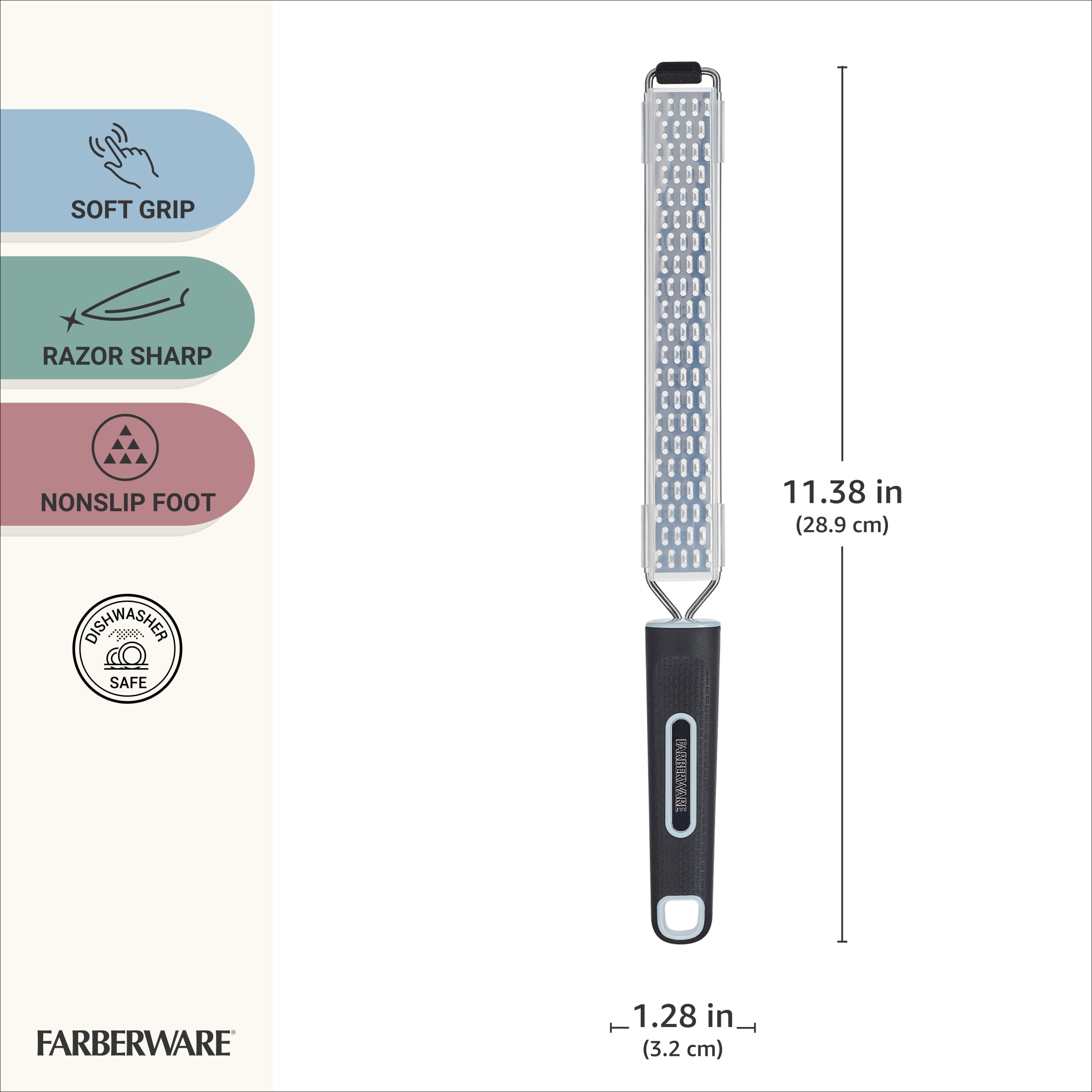 Farberware Soft Grips Stainless Steel Zester/Grater Black Handle