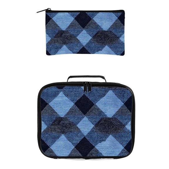 2 Pieces Transparent Storage Bag Handle Design Is Easy To Pick Up And Put Down For Work Life Travel Business Argyle Plaid MediumSlateBlue_1