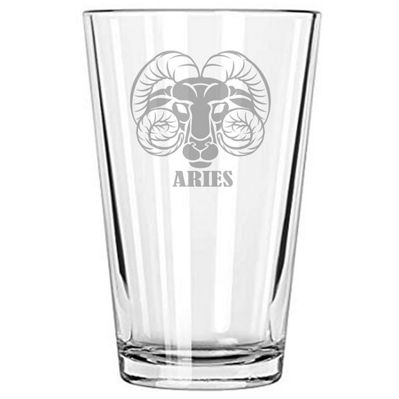 Zodiac Sign 16 oz beer glass Aries