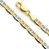 Solid 14k White Yellow and Rose Three Color Gold 4.2MM Valentina Star Diamond-Cut Chain Necklace With - 20 Inches