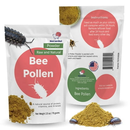 Bee Pollen Powder for Isopods – 100% USA-Sourced Natural Bug and Insect Supplement – Breeding Support for Bioactive Enclosures – Fine Powder Clean-Up Crew Food – 2.5 oz