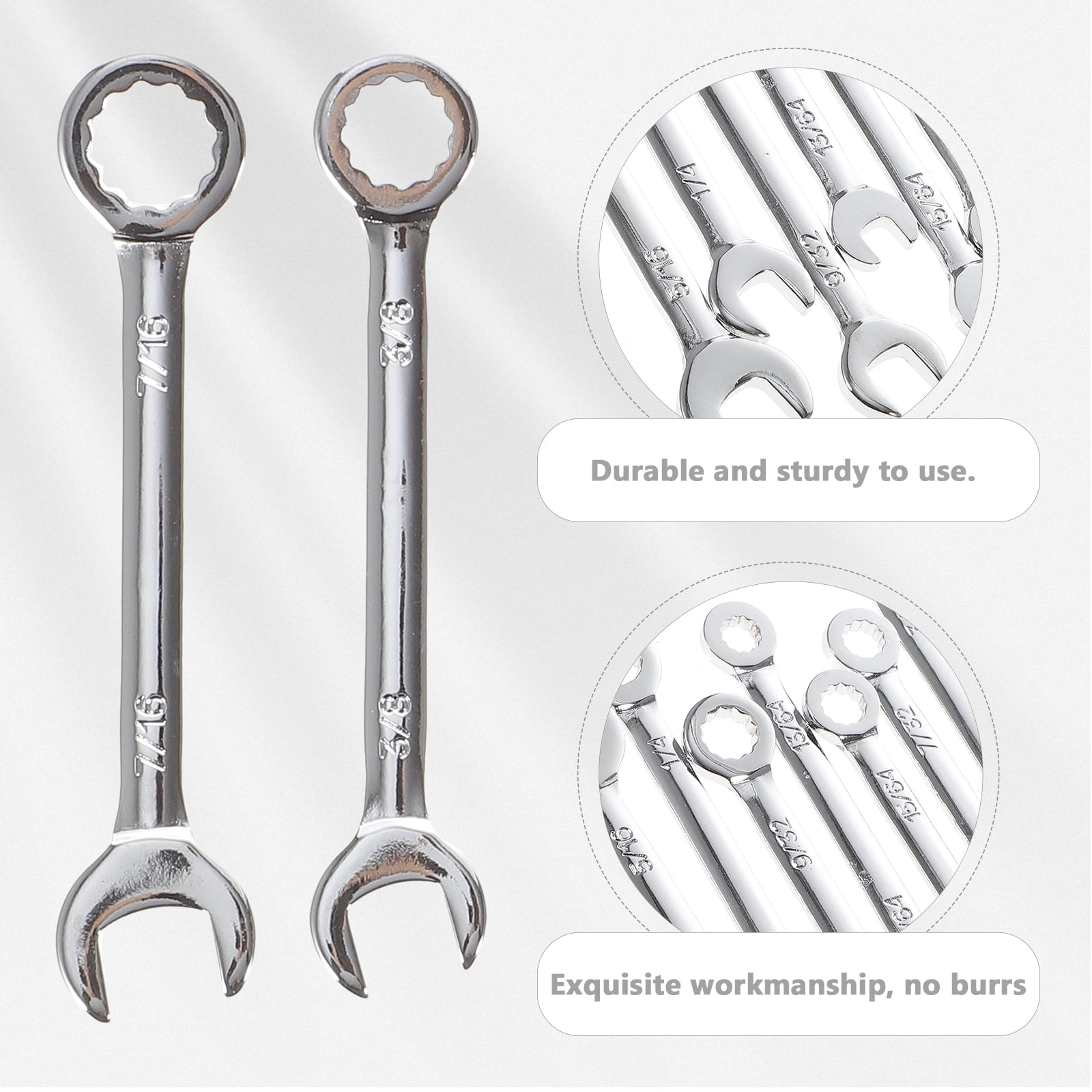 Hemoton 20 pcs  Small Wrenches Steel Spanners Portable Wrenches Set Dual-end Spanner Tools(Imperial Type)