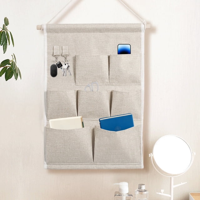 Bolsa de almacenamiento colgante de tela, organizador de puerta, bolsa de almacenamiento multicapa para pared, ideal para dormitorios.