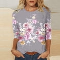 thumbnail image 2 of Alllist Gray Spring Tops for Women 2024 Trendy Crew Neck 3/4 Sleeve Graphic T-Shirts Summer Blouses, 2 of 5