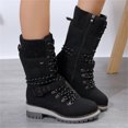 thumbnail image 6 of Casual Walking Boots, Women's Round Toe Side Zip Mid Calf Boots Casual Mid Height Boots with Fit and Supportive Sole for Jeans Leggings Commuting Shopping and Fall Winter Dress Boots, US-6/EU-36, 6 of 7