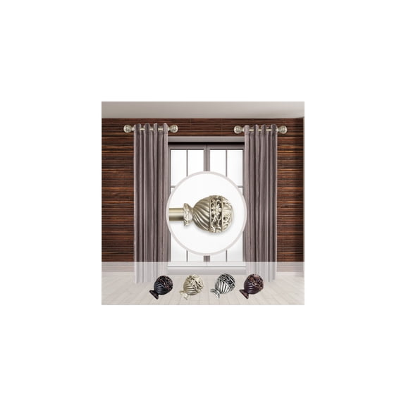 1" Side Curtain Rod Set of 2 - Adjustable Steel Rods & Resin Finials - Elegant Window Decor