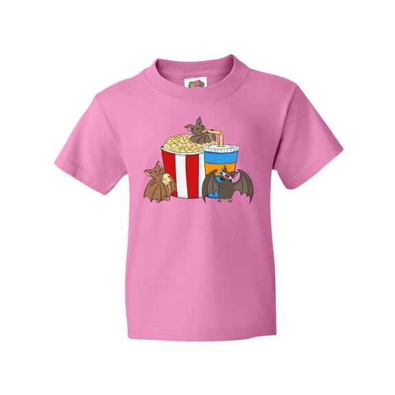 Inktastic Movie Loving Bats with Popcorn and Soda Youth T-Shirt