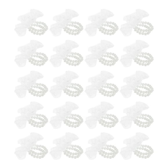 20 Pcs Corsage Wristlet Lace Pearls Wrist DIY Corsage Bracelets Flower Kit White