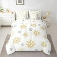 thumbnail image 2 of Manfei Gold Christmas Snowflake Bedding Comforter Set 7pcs, Kawaii Cute Cartoon Queen Bedding Sets, Teens Kids Boys Girls Reversible Queen Sheet Sets, Breathable Home Decor, 2 of 7