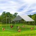 thumbnail image 5 of Aukfa Chicken Coop, 13 ft Large Chicken Run Cage Outdoor, Heavy Duty Spire Shaped Metal Frame, Silver, 5 of 10