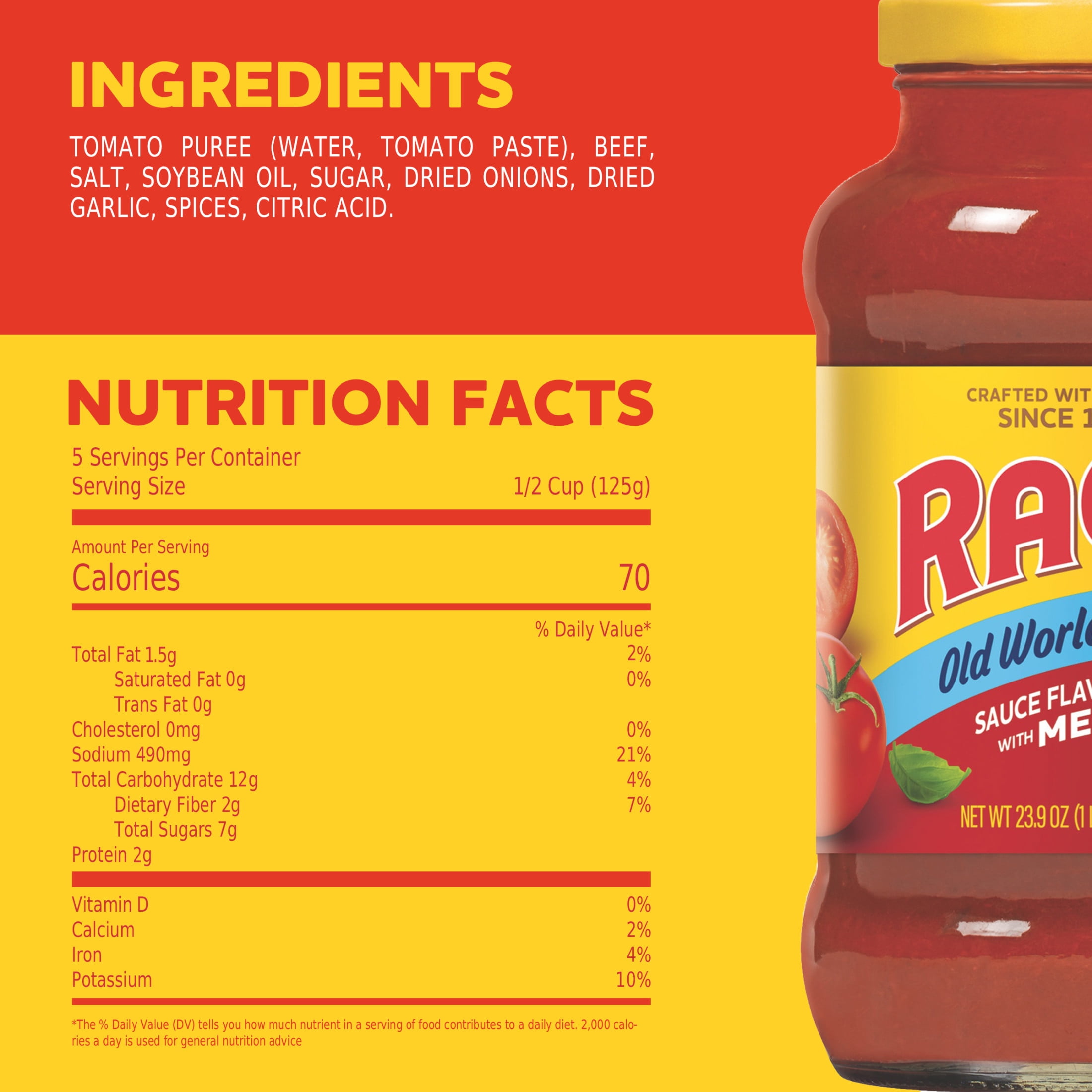 (12 pack) RAGU Old World Style Pasta Sauce, Flavored with Meat, 24 oz