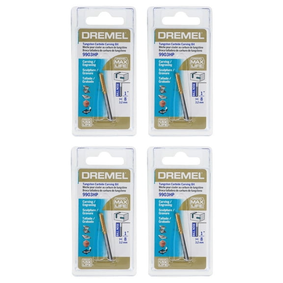 Dremel ACC 9903HP 1/8" (3.2mm) Tungsten Carbide Rotary Tool Carving Bit (4-Pack)