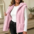 thumbnail image 4 of Winter Jacket Women Baeitkot Sleeveless Hooded Fleece Vest with Pockets for Winter Layering Daily Wear Pink S, 4 of 6