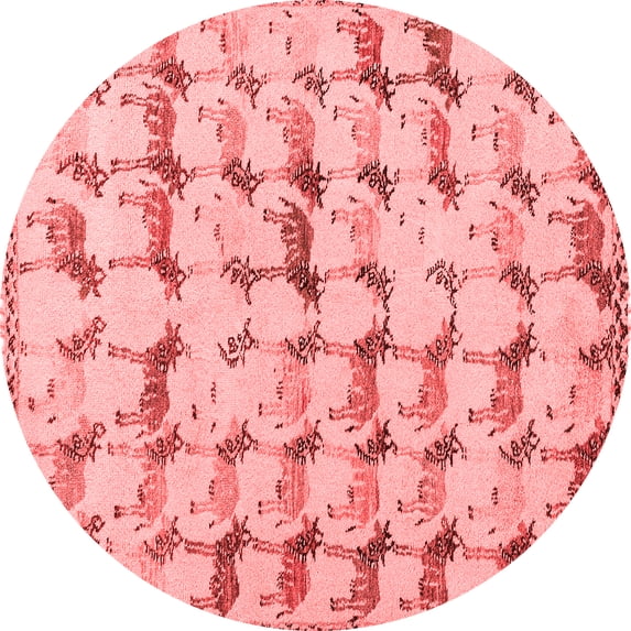 Ahgly Company Indoor Round Abstract Red Modern Area Rugs, 6' Round