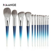 MAANGE 12pcs Professional Makeup Brushes Set Foundation Powder Eye Shadow Makeup Brush(Blue)