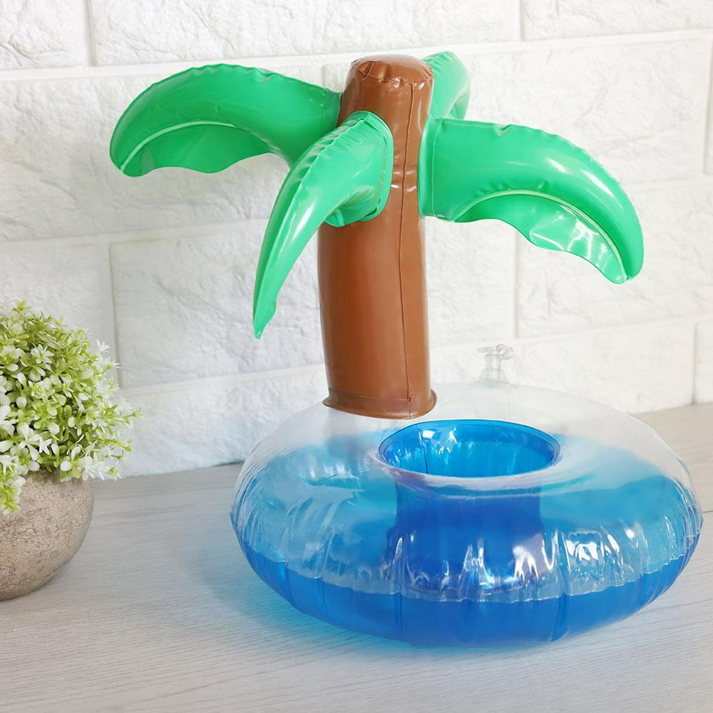 Tebru Pool Cup Holder, Floating Drink Cup Holder,Coconut Tree Inflatable Floating Drink Cup