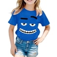 thumbnail image 5 of YUEHUA Kids Short Sleeve Tee Shirt Boys Girls Solid Color Cute Expression Print Tops Loose Fit Comfy Crewneck Pullover Tees, 5 of 6