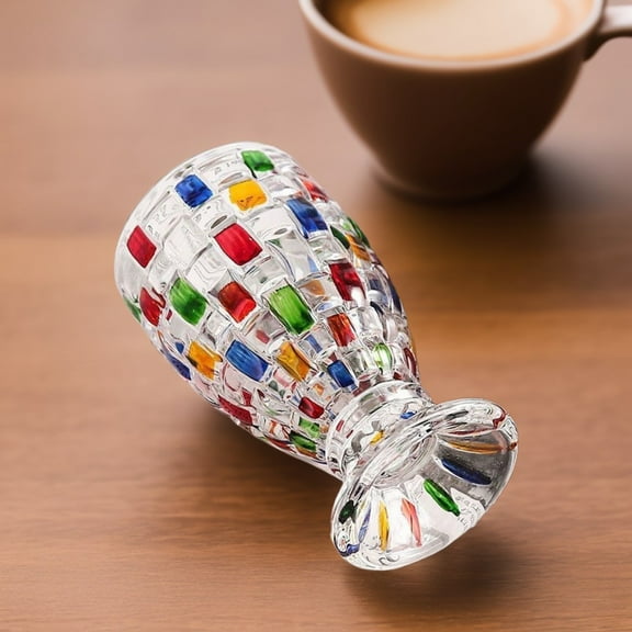 Hand Painted Stained Glass Window Whiskey Tumblers,Lead-Free Crystal Colorful Drinking Glass Cups, Old Fashioned Glasses forDrinking Bourbon, Scotch Whisky, Cocktails, Cognac (Classic Weave)