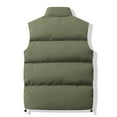 thumbnail image 4 of dzxyzu Men's Winter Stand Collar Vest Warm Padded Puffer Jacket Outdoor Full Zipper Coat Vest Top Riding Skiing Fishing Waistcoat Jacket Army Green, 4 of 4