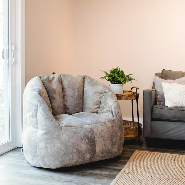 Big Joe Milano Large Bean Bag Chair Cement Blazer Vegan Leather Polyester Blend 3.5 feet Big