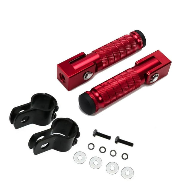 Reposapiés genéricos para motocicleta, plegables, de 8 mm, fáciles de instalar, prácticos reposapiés traseros, antideslizantes. Rojo