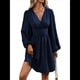 thumbnail image 3 of Vestido Elegante para Mujer, Cuello en V, Larga, Cintura Alta, Corte Holgado, para Fiesta de Graduación, Cóctel, Corto Azul Marino XL, 3 of 9