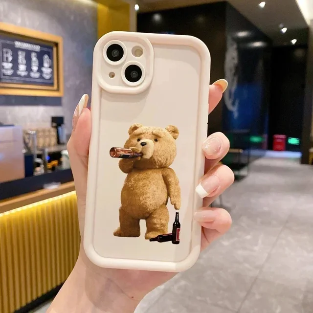 Anti-Shock Candy Color Cartoon Teddy Bear Phone Case for iPhone 16 Pro to 8 Plus Multi-Models