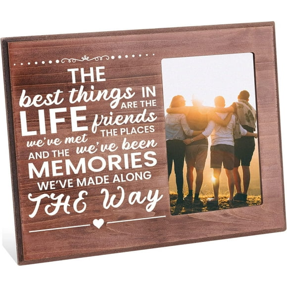 The Best Thing in Life are The Friends Picture Frame 4x6 inch Long Distance Friendship Gifts Frames Hanging/Tabletop Wooden Frame Friends Memories Photo Frame for Birthday Graduation