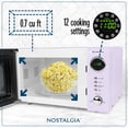 thumbnail image 2 of Nostalgia 0.7 cu ft Retro Microwave Oven, 700W Countertop Microwave Oven with Digital Clock, Lavender, 2 of 7