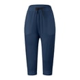 thumbnail image 6 of Capri Pants for Women Spring Summer Casual Lightweight Elastic Waist Capri Sweatpants with Pockets, 6 of 6