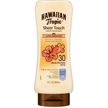 Hawaiian Tropic Sheer Touch, Lotion Sunscreen Ultra Radiance SPF 30, 8 oz (Pack of 4)