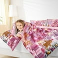 thumbnail image 4 of jejeloiu Pink Xmas Tree Full Size Comforter Sets,Cute Gingerbread Man Bedding Comforter Set,Happy New Year Bedding Sets For Girls,Microfiber Bedroom Decor Reversible,3pcs, 4 of 8