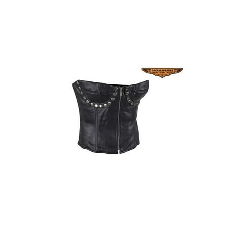 

Womens Studded Black Leather Corset - Medium