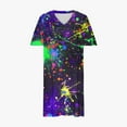 thumbnail image 4 of Pisexur Robes d'Été pour Femmes Mode Multicolore à Imprimé Floral Robe Soleil Décontractée Ample à Col en V à Manches Courtes Robes T-Shirt Fluides Surdimensionnées Robe Soleil avec Poches Grande Taille Robe Midi G-5TG, 4 of 5