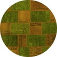 thumbnail image 1 of Ahgly Company Machine Washable Indoor Round Patchwork Yellow Transitional Area Rugs, 4' Round, 1 of 4