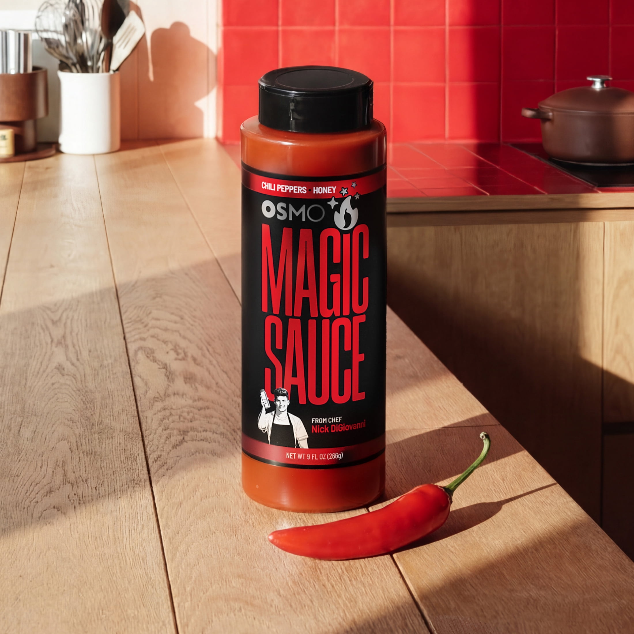 Osmo Magic Sauce, Chef-Crafted Michelin-Star Quality Hot Sauce, Made with Chili Peppers and Honey, 9 fl oz.