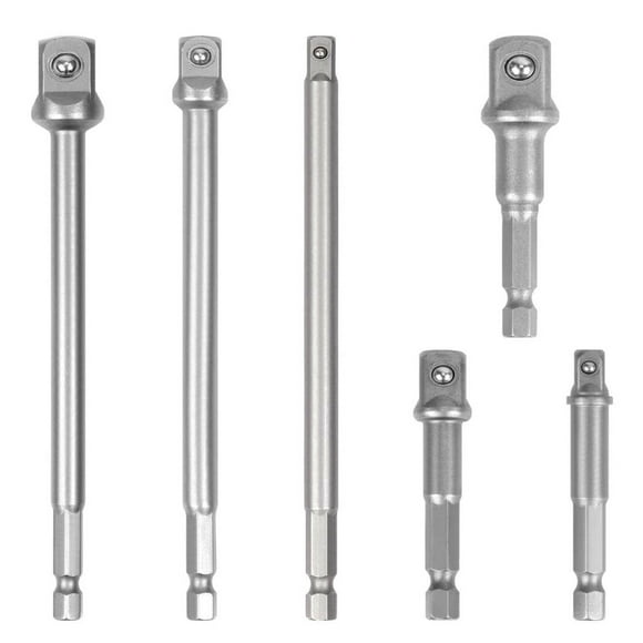 Yeacher 6Pcs 6'' & 3'' Impact Grade Socket Adapter Set 1/4'' 3/8'' 1/2'' Drive 1/4'' Hex Shank