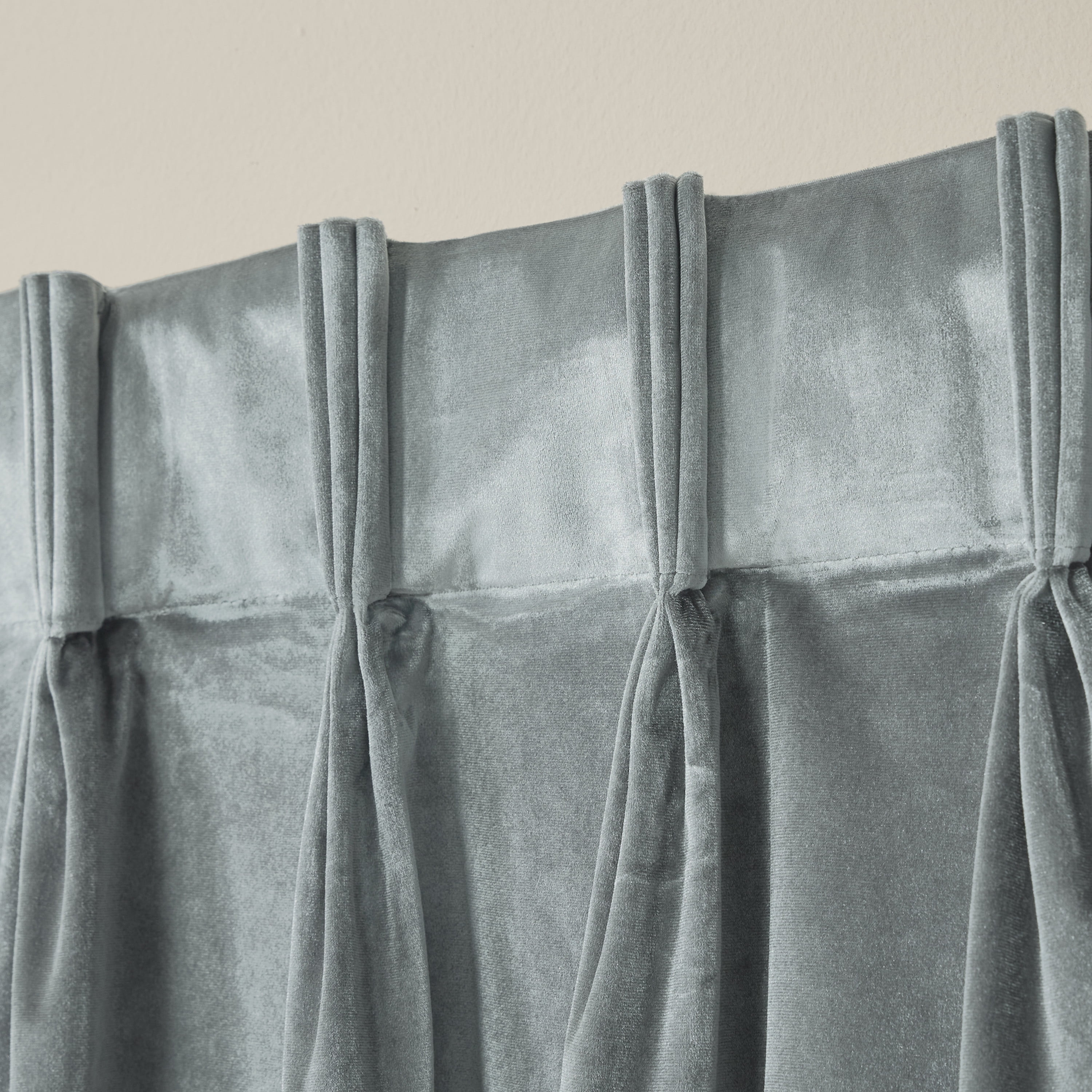 TOWN & COUNTRY LUXE Velour Solid Heavyweight Indoor Curtains, Light Filtering Opacity, Triple Pinch Pleat Top, Plush Velvet, 2-Pack Set, 27"x108", Soft Grey