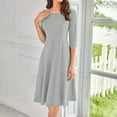 thumbnail image 2 of LISTHA Women's A-Line Swing Midi Dress 3/4 Sleeve Casual Formal Light Gray 3XL, 2 of 5