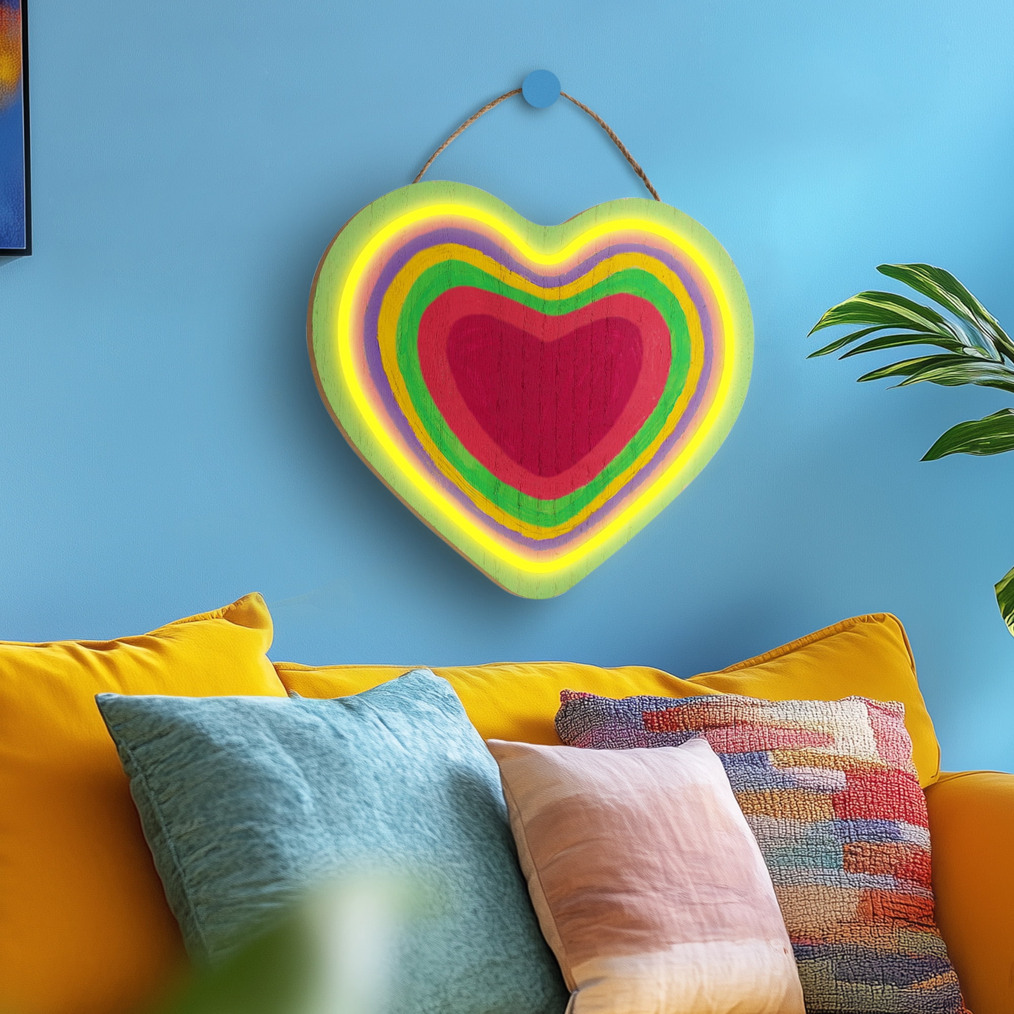 LED Wooden Heart Sign Paint Kit, Unfinished Wood Surface, Hello Hobby, 11 in. x 1.4 in. x 9.5 in.
