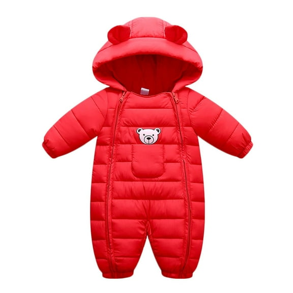 Busydd Baby Boy Romper 0-18 Months Cute Long Sleeve Hooded Rompers Winter Warm Baby Girl Romper Comfortable Zip Infant Girl Clothes