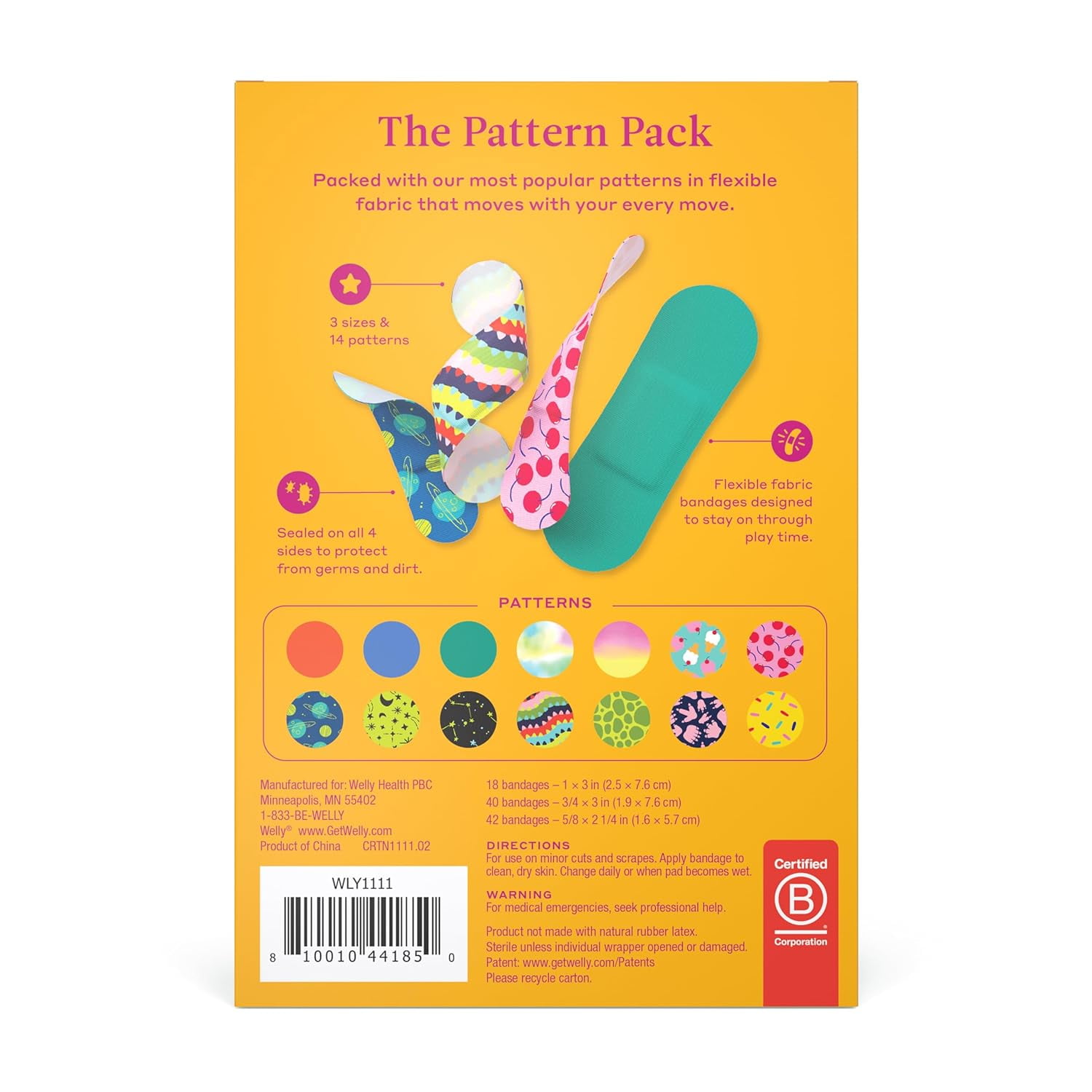 Welly Flex Fabric Bandages, Refill Pack Bravery Badges for Kids, Assorted Sizes, 100 Count