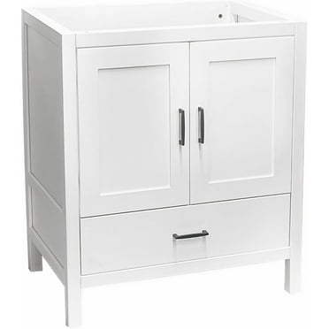 24" White Freestanding Bath Vanity with Bottom Drawer, Sink Base Cabinet Without Top