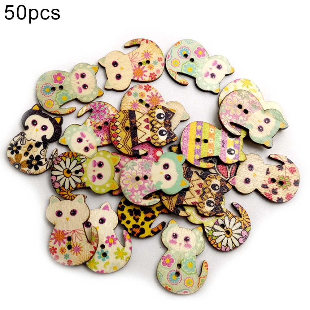 50pcs Vintage Apple Wooden Sewing Buttons 2 Hole for DIY Sewing Scrapbooking 